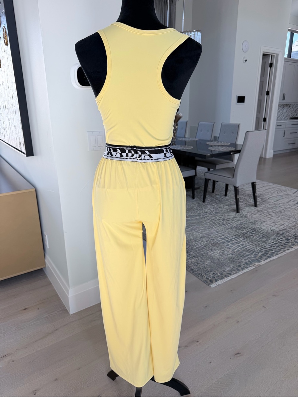 PRADA Yellow Wide-Leg Pants and matching top lounge comfy set size M - Picture 9 of 13
